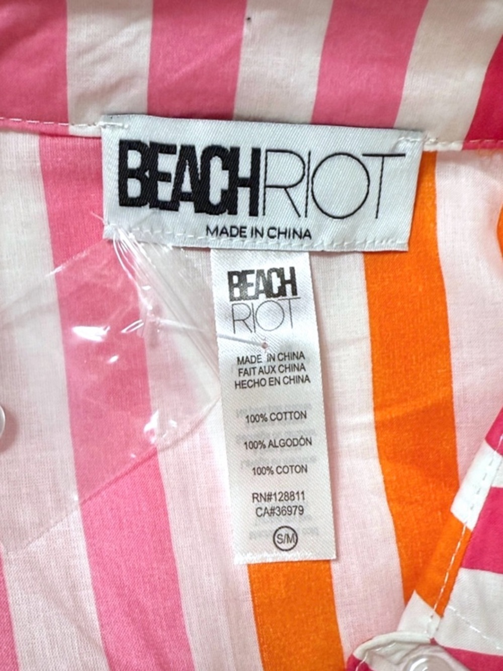 Beach Riot Alexa Sunset Stripes Oversized Cotton Button Front Shirt Cover Up - Picture 10 of 13
